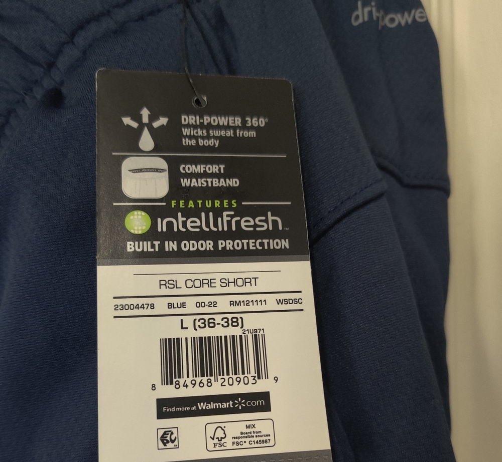 BRAND NEW W TAGS: RUSSELL Core Shorts Size L (36-38) Blue
